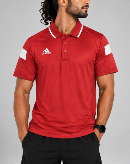 Adidas Men Red Sport Polo T Shirt S