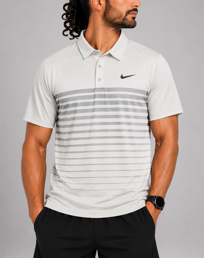 Nike Men White Sport Polo T Shirt L