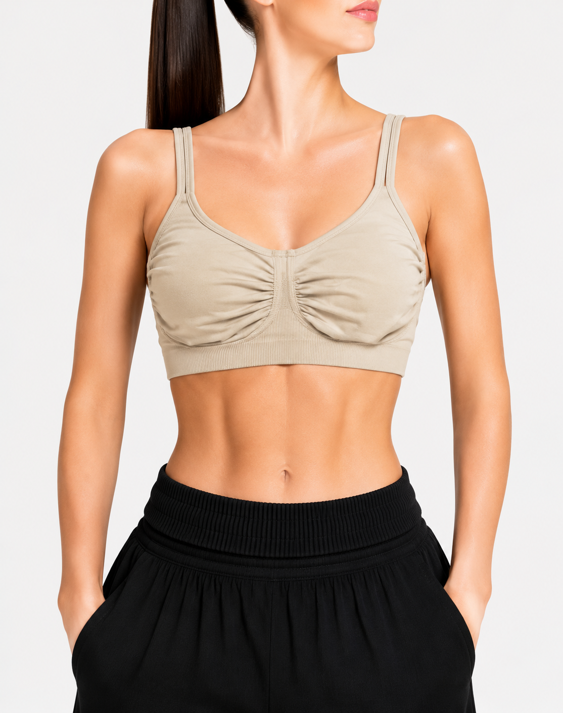 Sassybax Women Cream Sport Bra