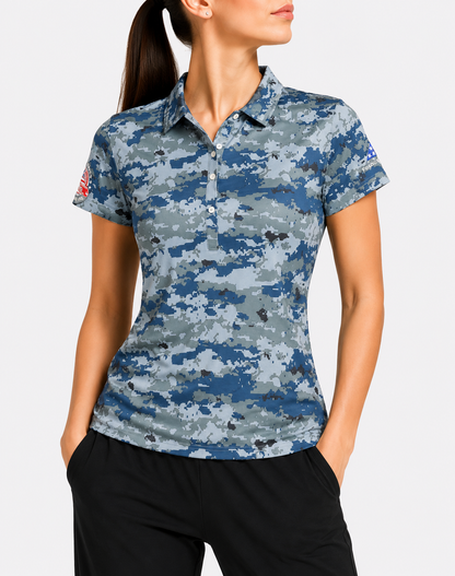 Folds of Honor Women Sport Camouflage Polo T Shirt