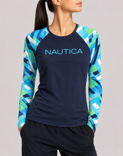 Nautica Women Sport Blue T Shirt