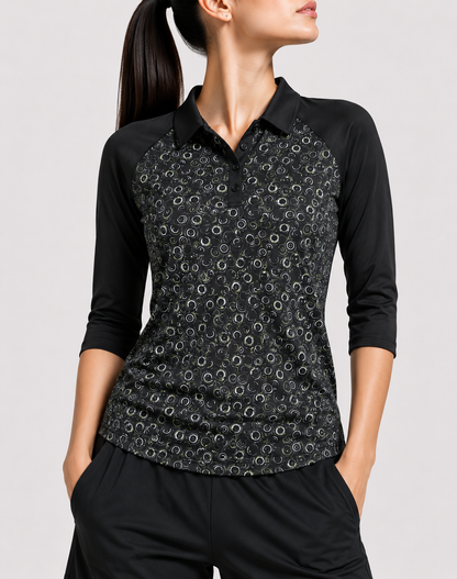 PGA Tour Women Sport Black Polo T Shirt