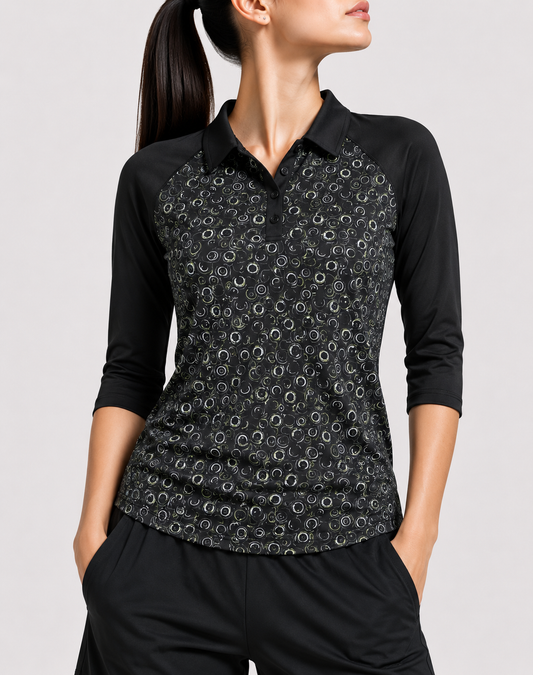 PGA Tour Women Sport Black Polo T Shirt