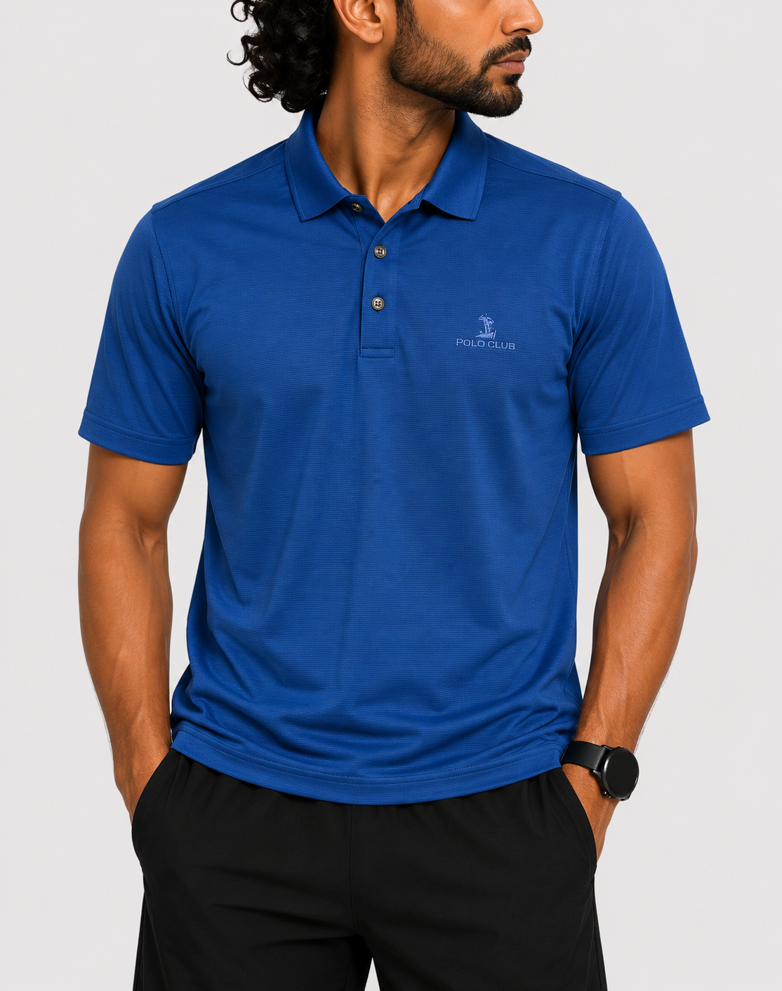 Pebble Beach Men Sport Blue Polo T Shirt
