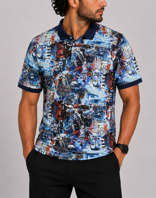 Au Noir Men Sport Blue Polo T Shirt