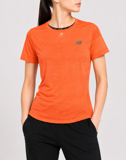 New Balance Women Orange Sport T Shirt