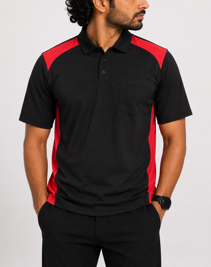 Corner Stone Men Sport Black Polo T Shirt