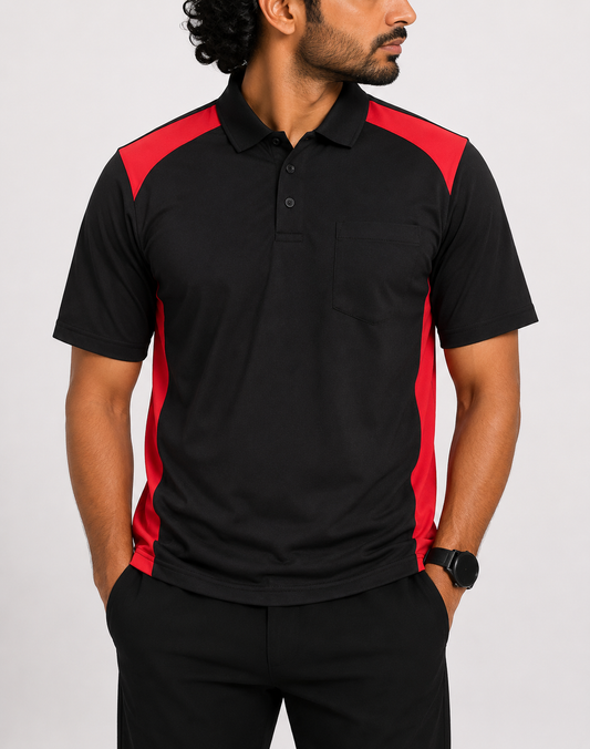 Corner Stone Men Sport Black Polo T Shirt