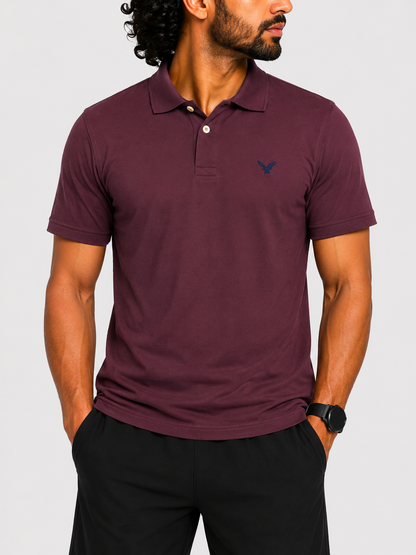 American Eagle Men Sport Maroon Polo T Shirt