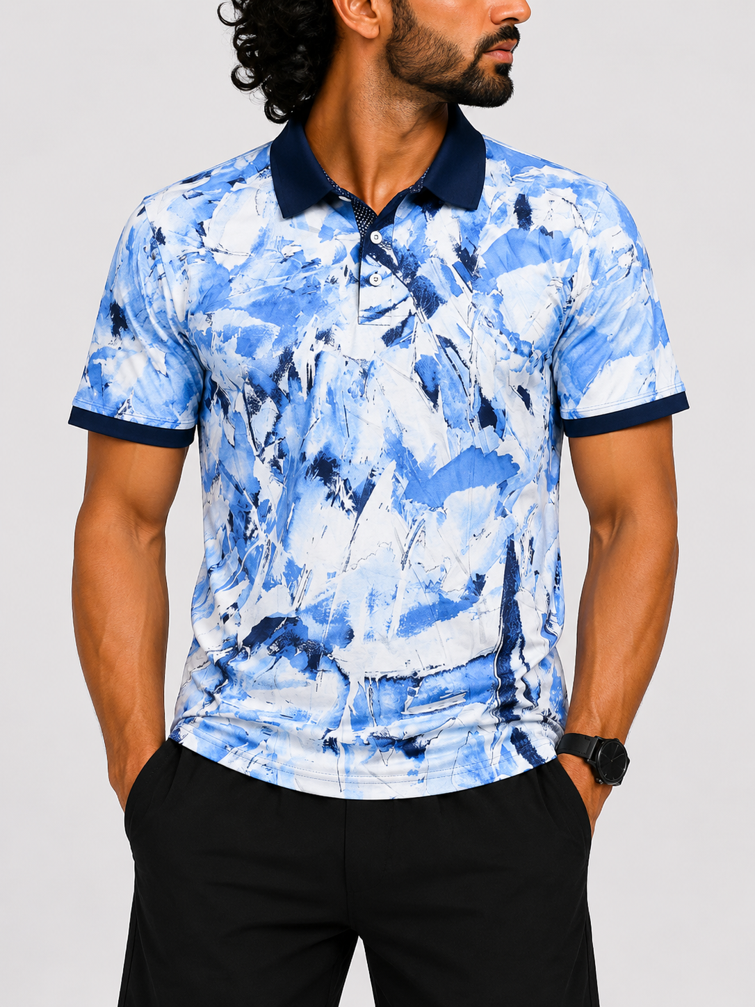 Au Noir Men Sport Blue Polo T Shirt
