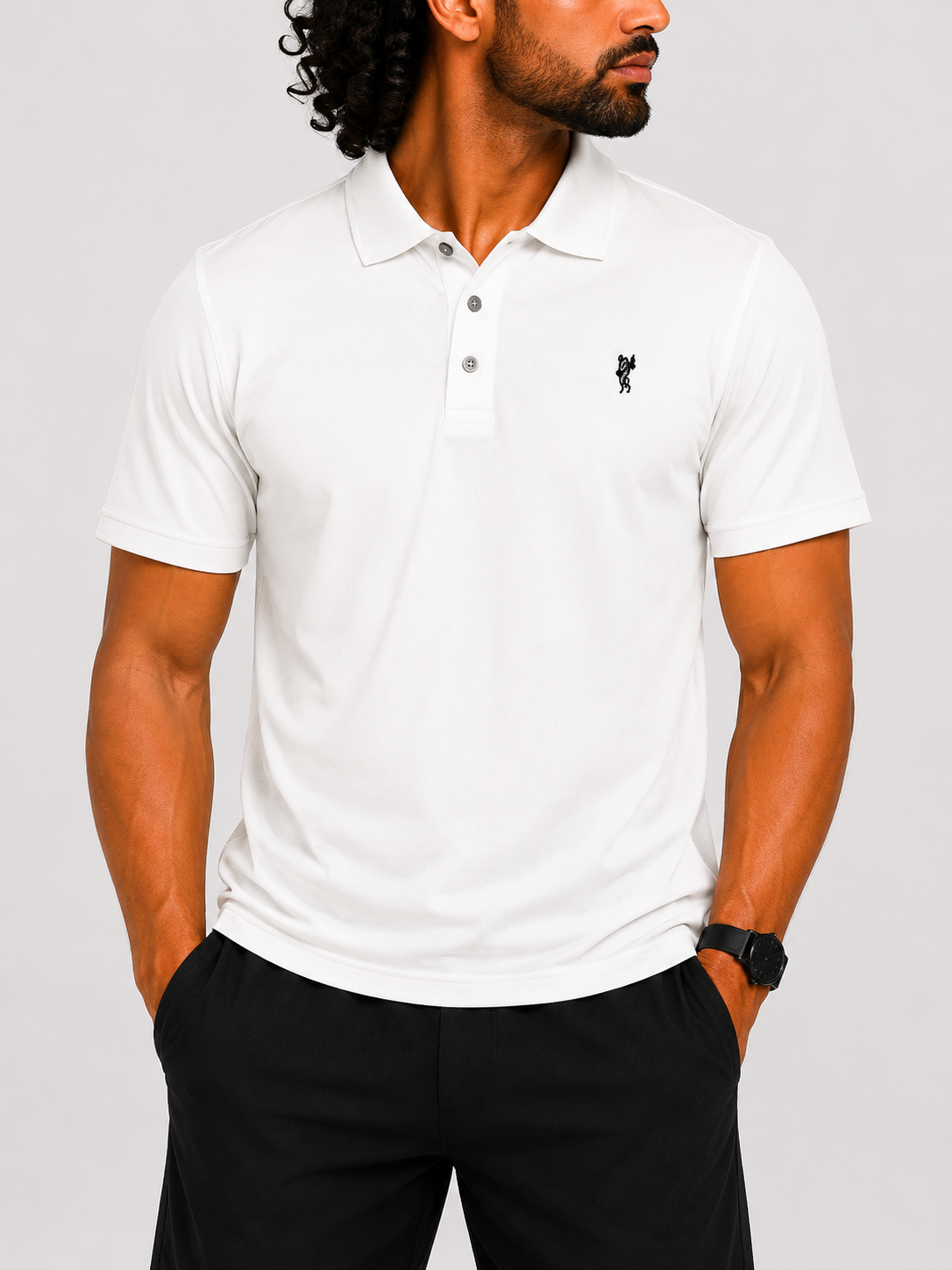 Ashworth Men Sport White Polo T Shirt