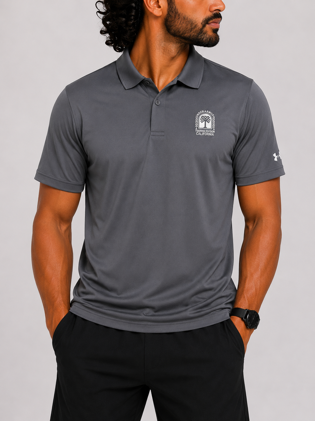 Under Armour Men Sport Gray Polo T Shirt