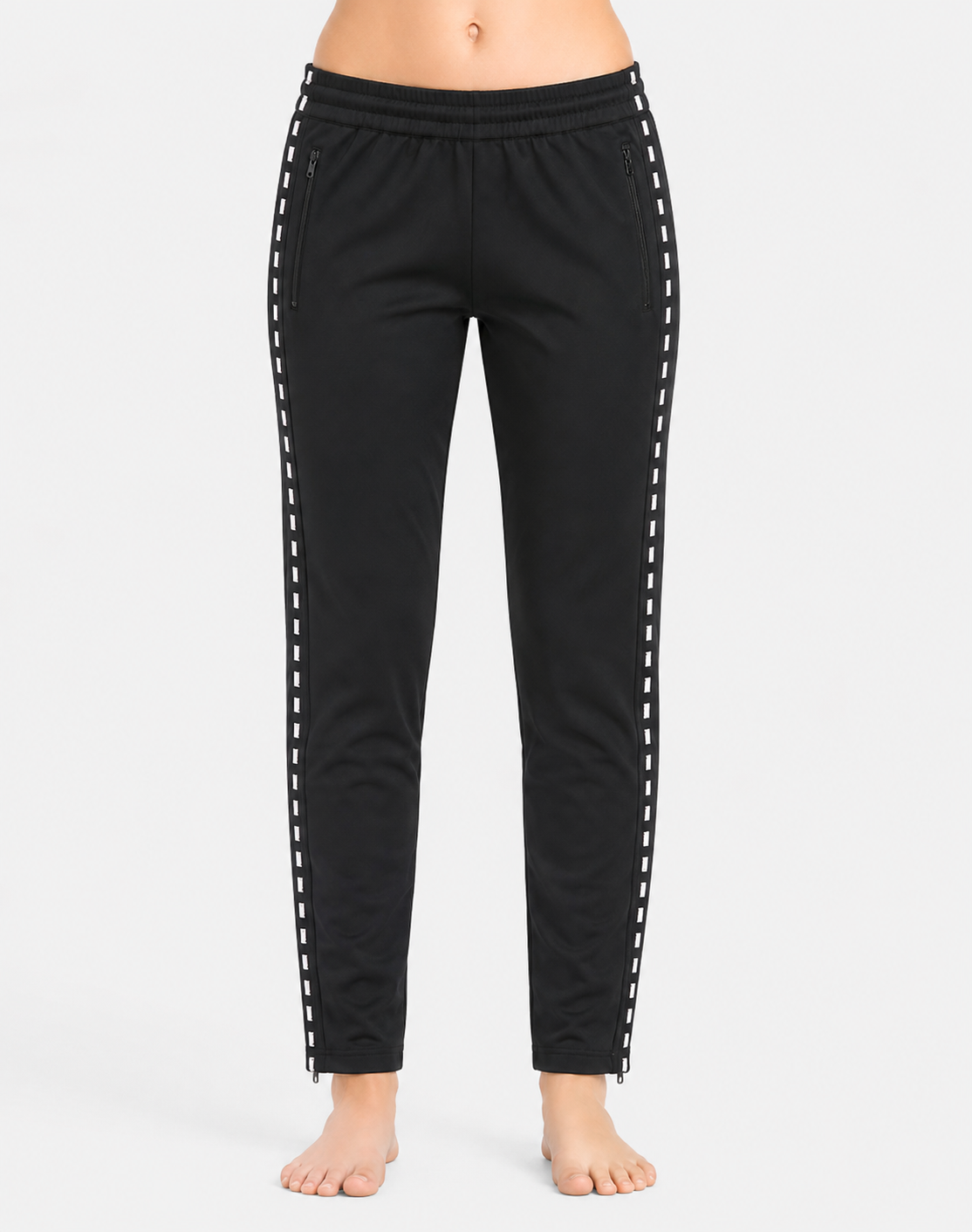 Pink Women Black Sport Trouser