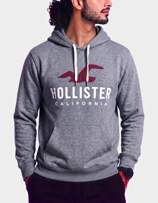Hollister Men Cotton Fleece Blue Hoodie L
