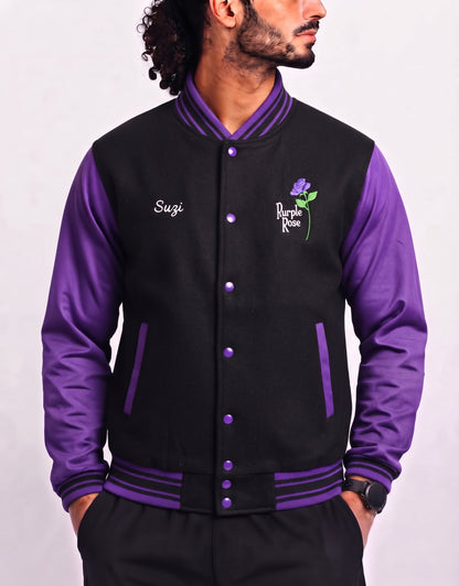 Fruit Of The Loom Men Purple Varsity Jacket