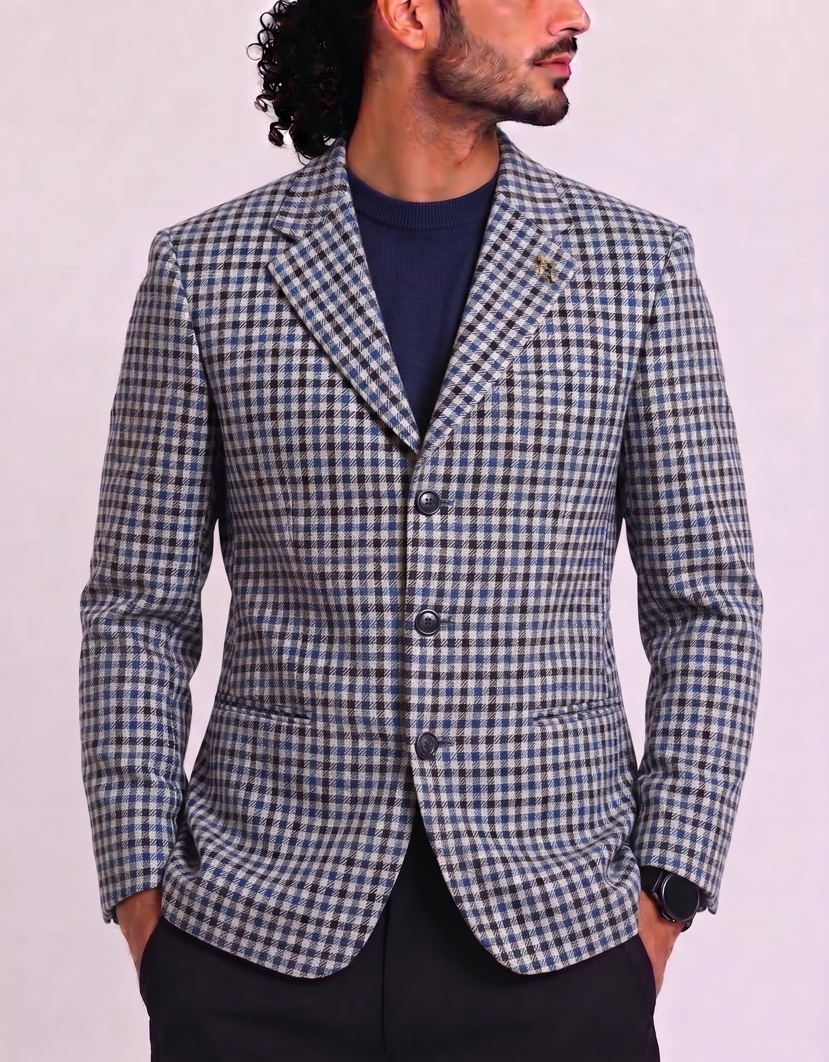Ring Jacket Men Cotton Blue Coat M