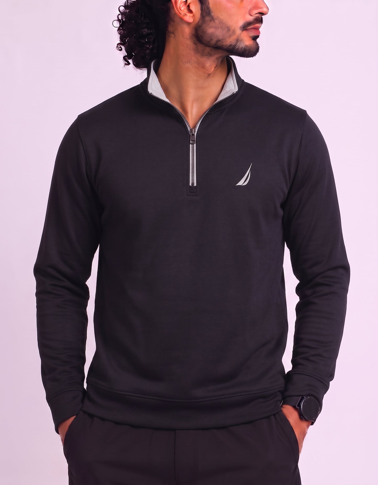 Nautica Men Cotton Fleece Black Sweatshirt S
