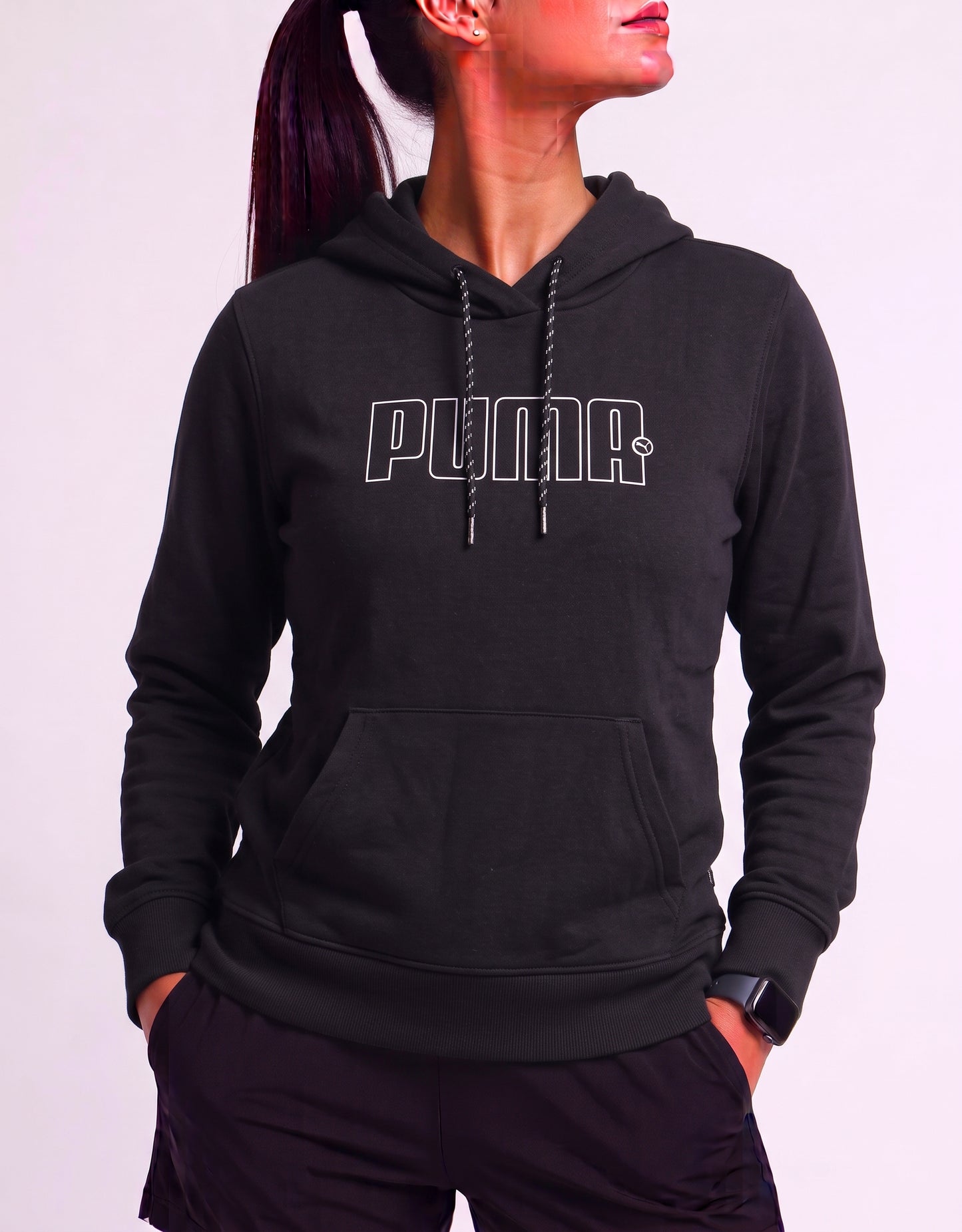 Puma Women Cotton Fleece Black Hoodie S
