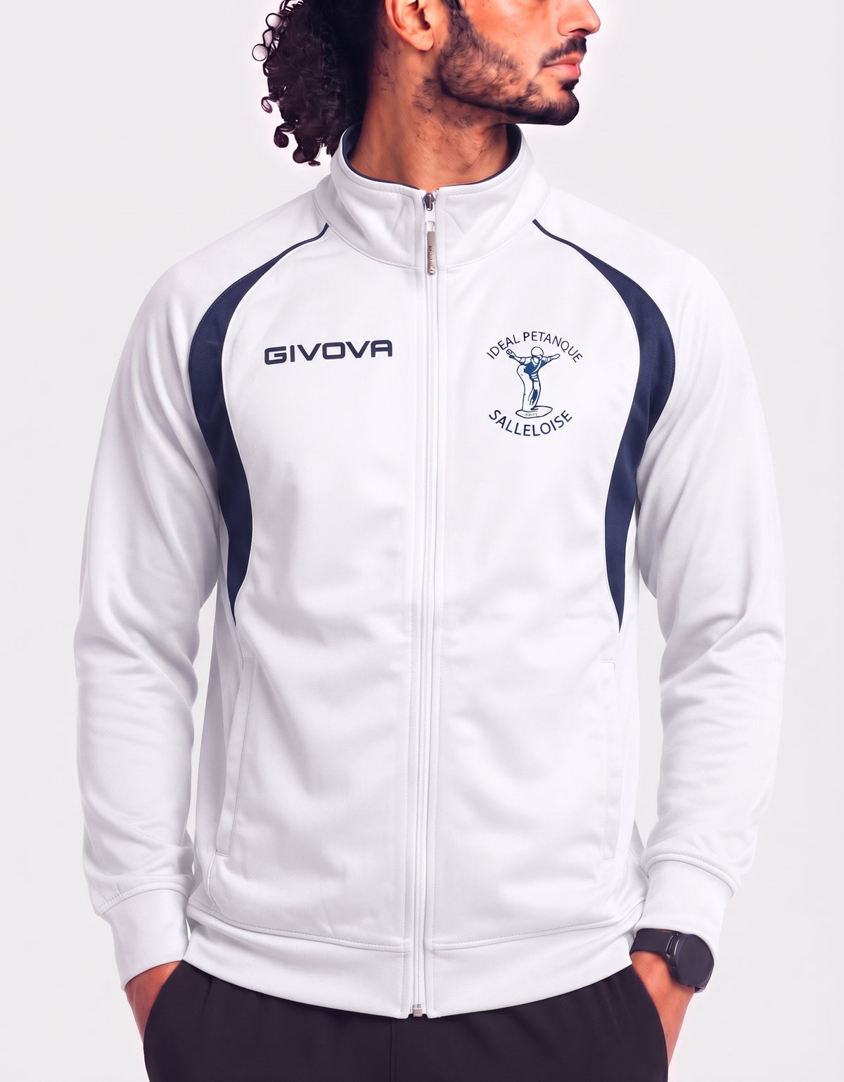 Givova men white zipper, Large, 22–23 in chest — product image 1