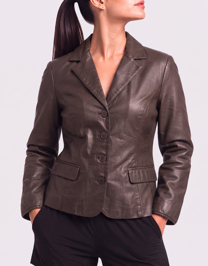 Sonoma Women Brown Leather Jacket XL