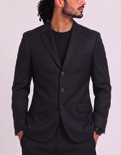 Le Chateau Men Cotton Black Coat M