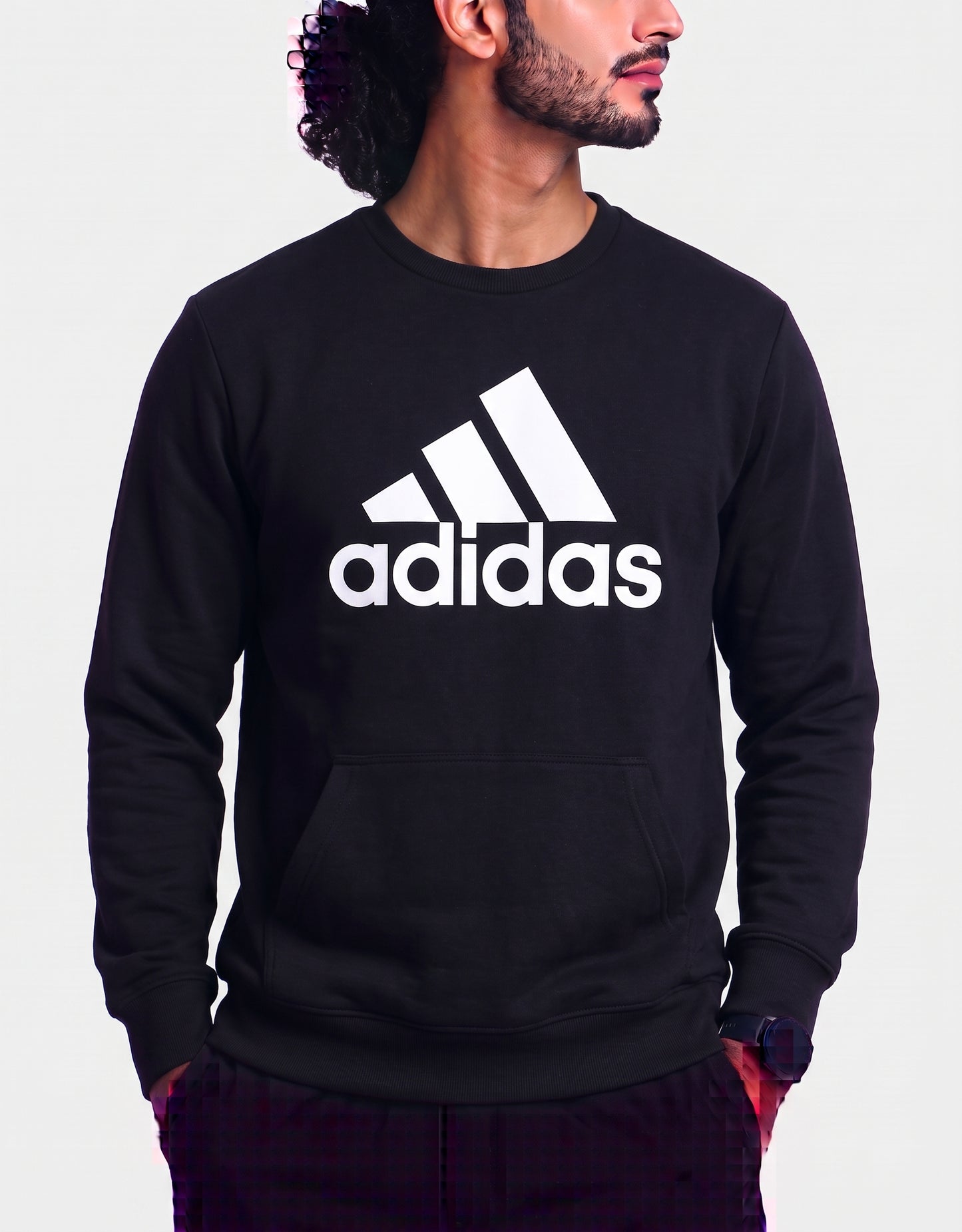 Adidas Men Cotton Fleece Black Sweatshirt M