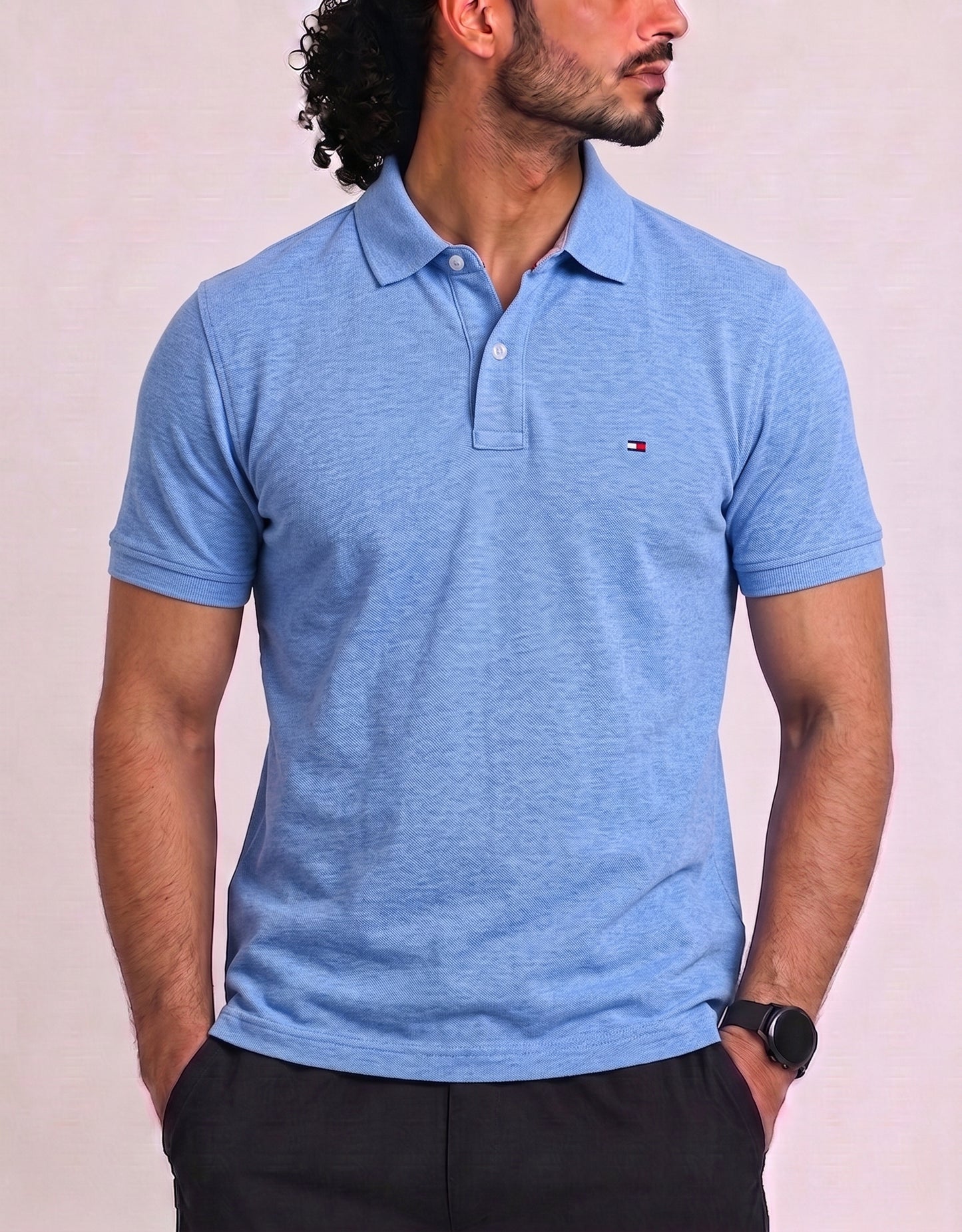 Tommy Hilfiger Men Blue Cotton Polo T Shirt M