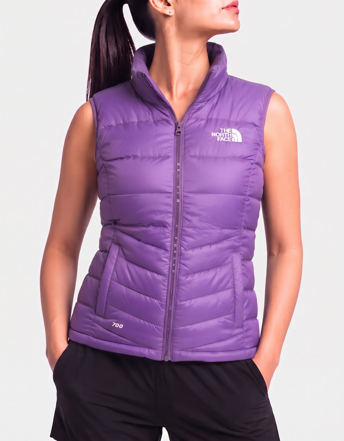 The North Face 700 fill Women Purple Vest Puffer Jacket