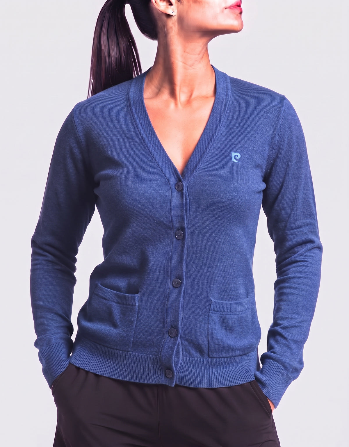 Pierre Cardin Women Cotton Fleece Blue Sweater M