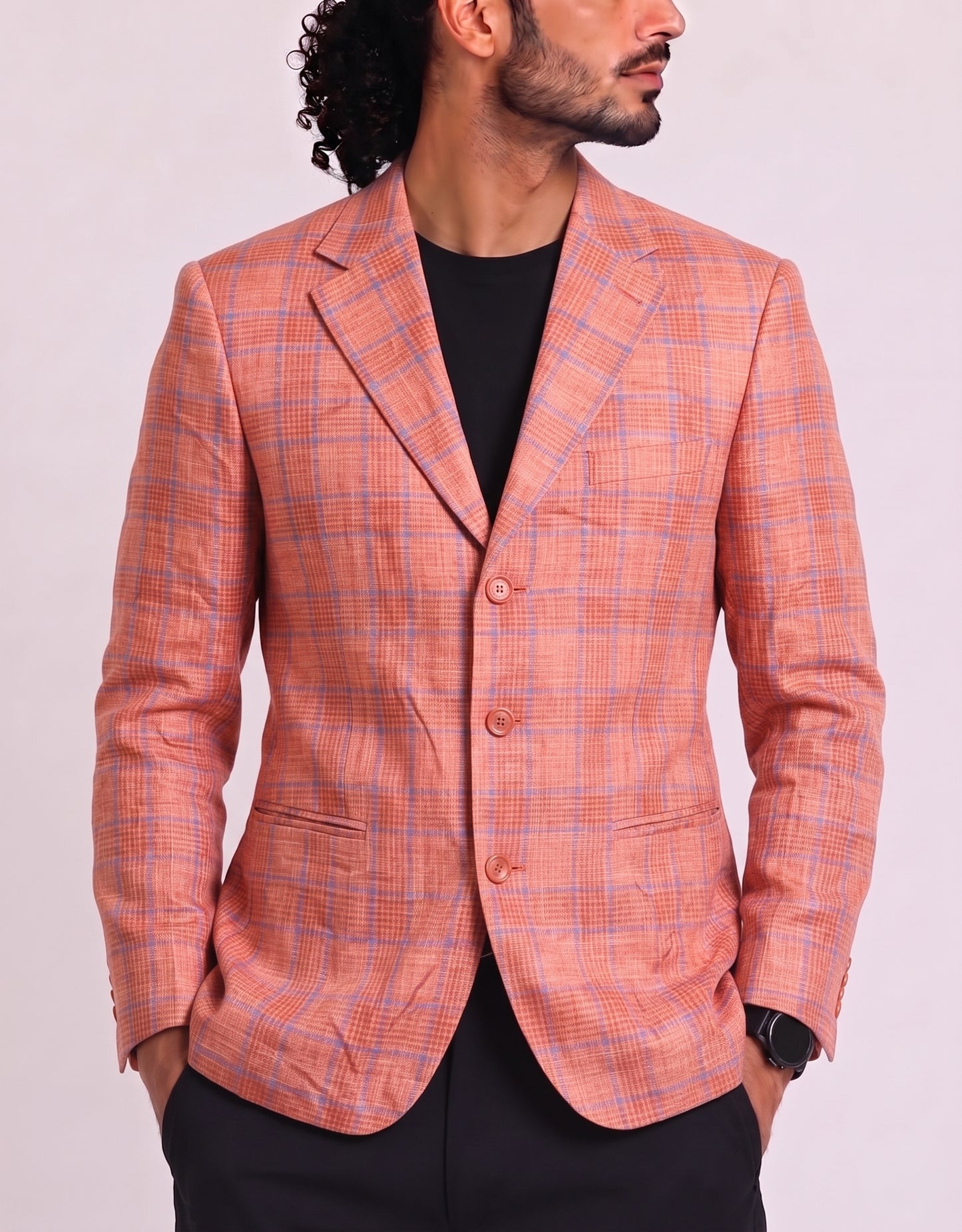 Canali Men Cotton Orange Coat M