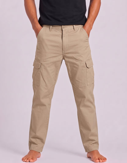 Red Cap Men Cream Cotton Cargo Pant  XL
