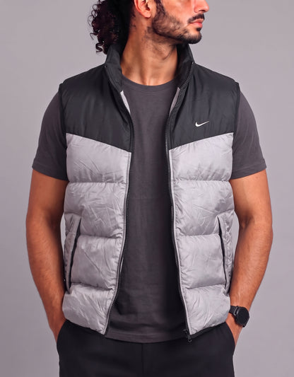 Nike Men Gray Puffer Vest Jacket