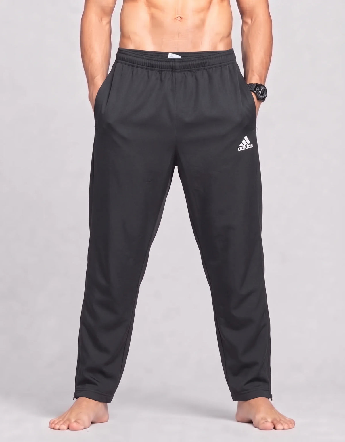 Adidas Men Polyester Navy Brown Sport Trouser L