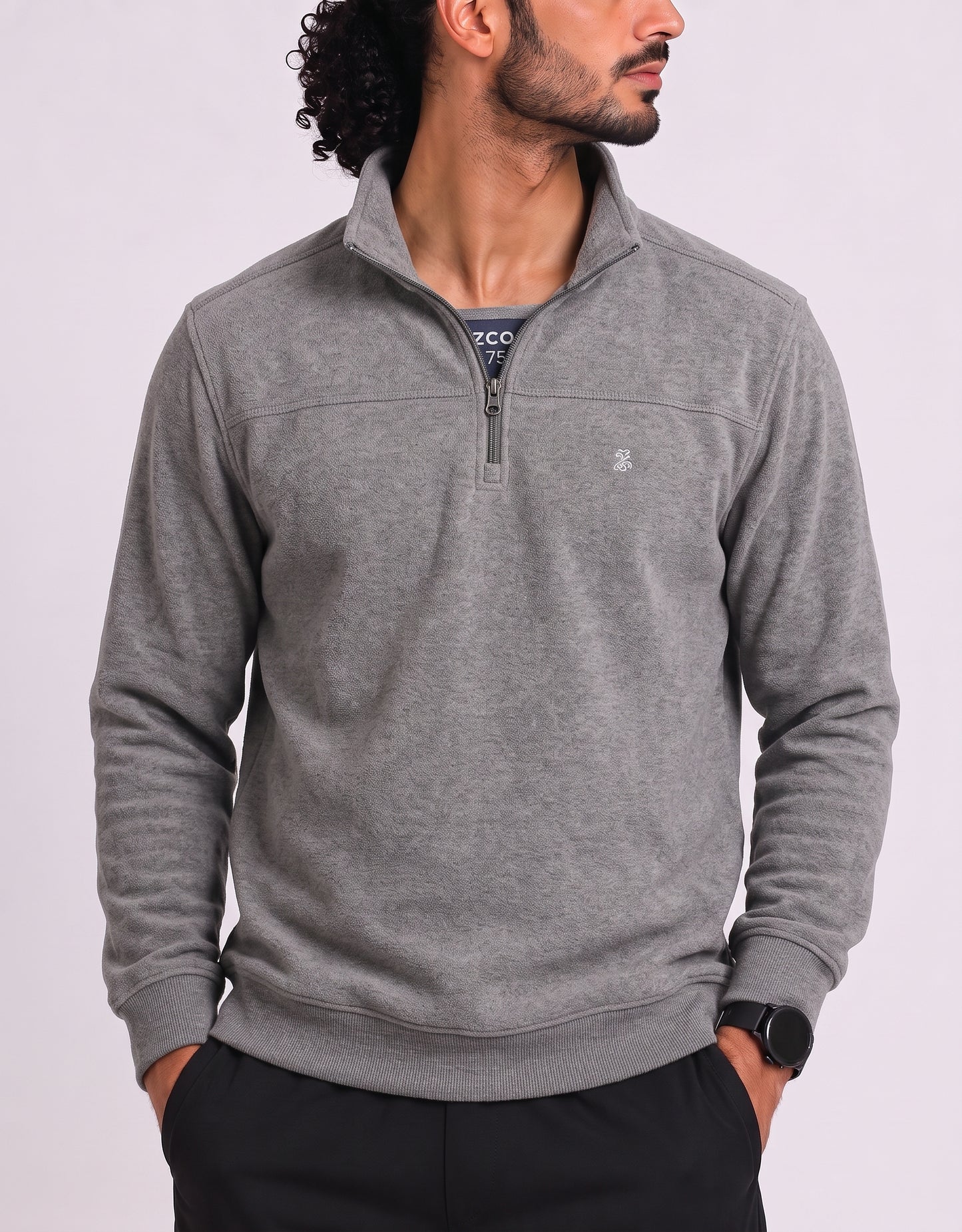 Izod Men Cotton Fleece Gray Sweatshirt L