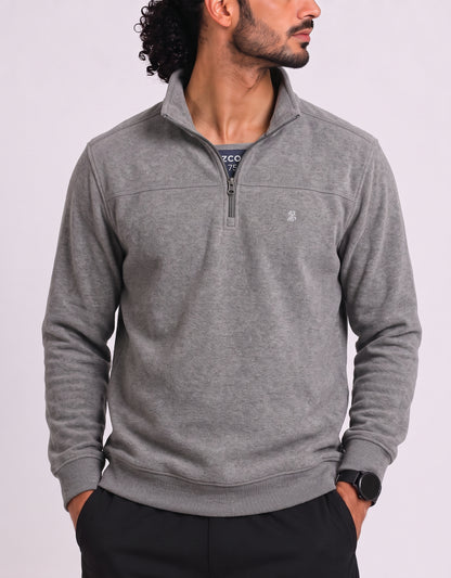 Izod Men Cotton Fleece Gray Sweatshirt L