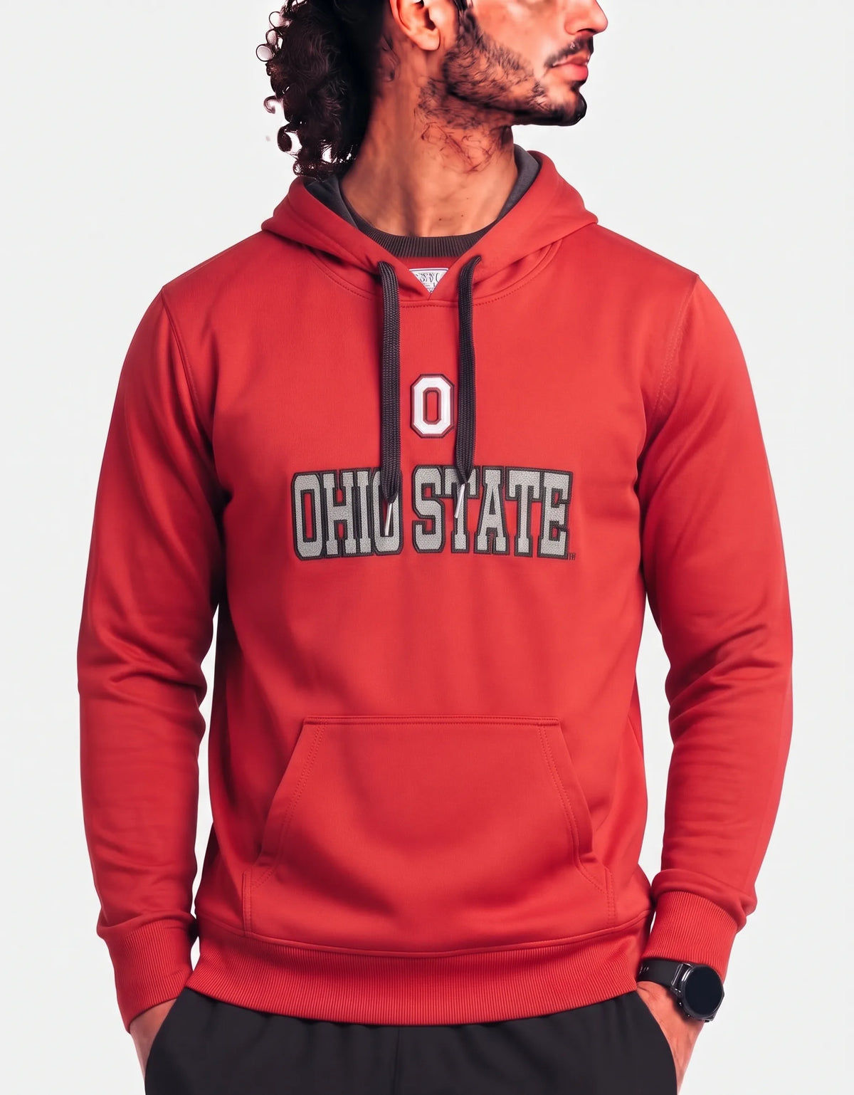 Varsity Men Polyester Red Orange Hoodie L