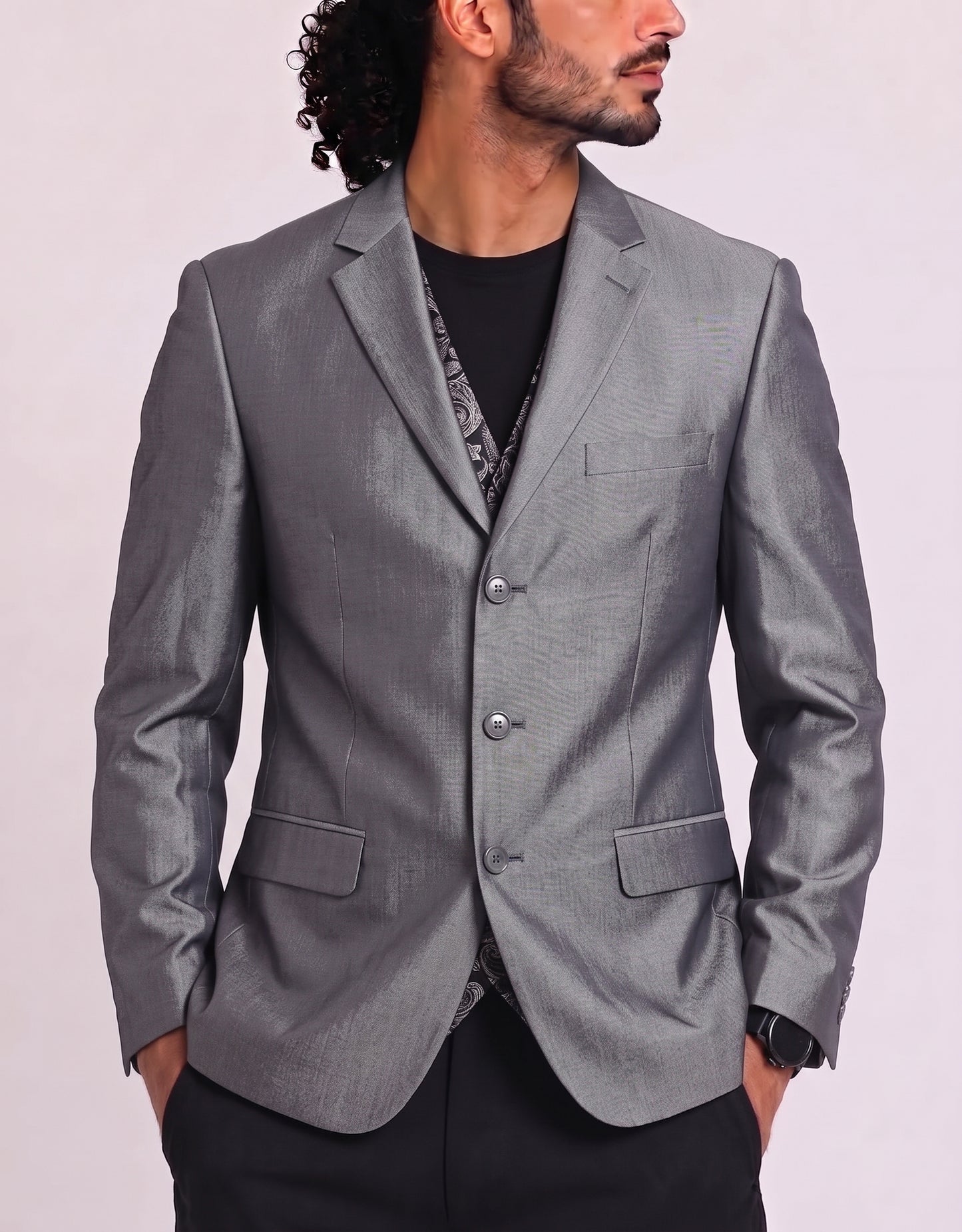 Calvin Klein Men Cotton Gray Coat M