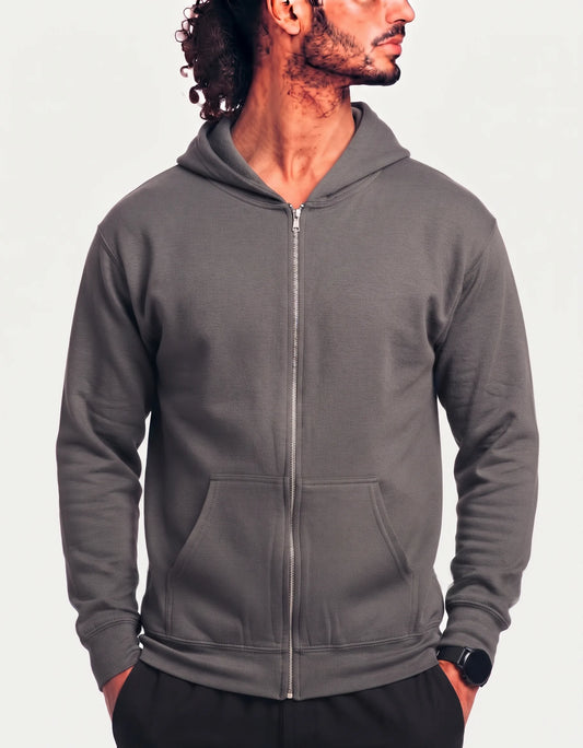 Port & Company Men Cotton Gray Zipper XL