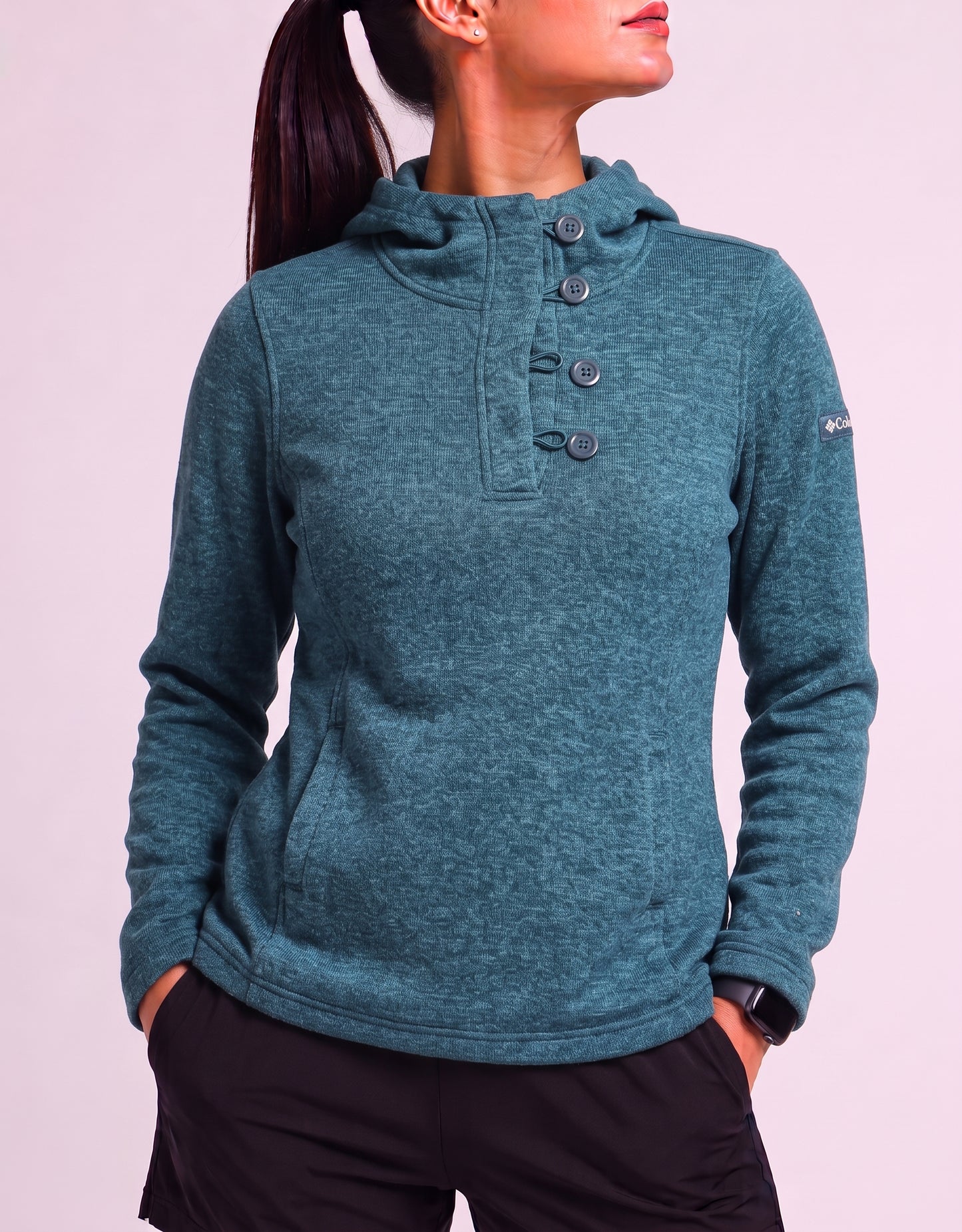 Columbia Women Cotton Fleece Blue Hoodie L