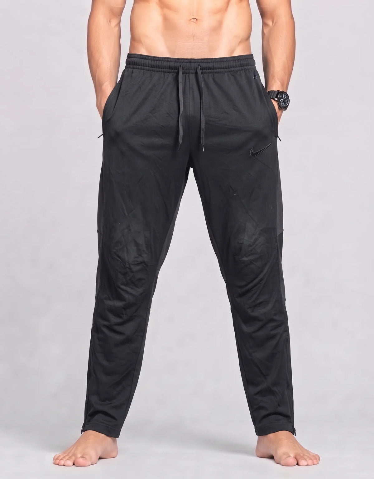 Nike Men Polyester Navy Black Sport Trouser S