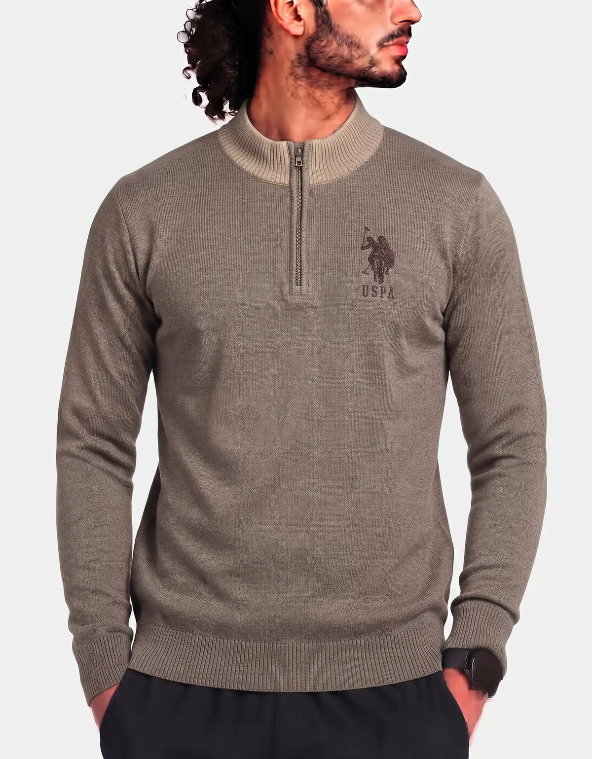 Polo U.S. Assn Men Knit Beige Sweater L