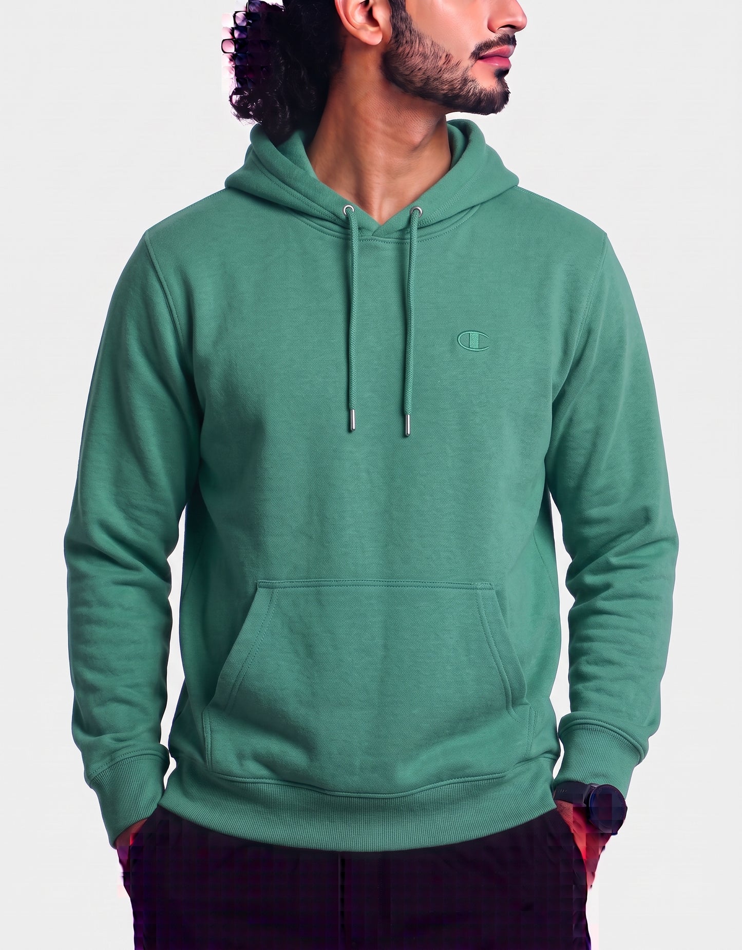 Champion Men Cotton Fleece Green Hoodie S