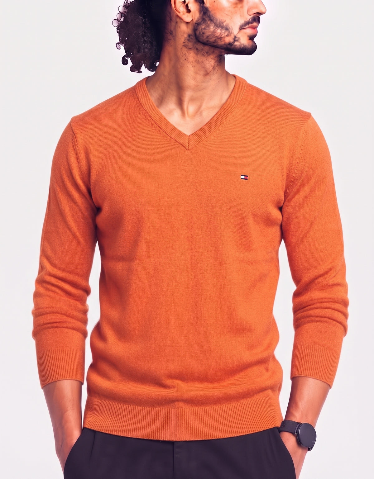 Tommy Hilfiger Men Orange Sweater L