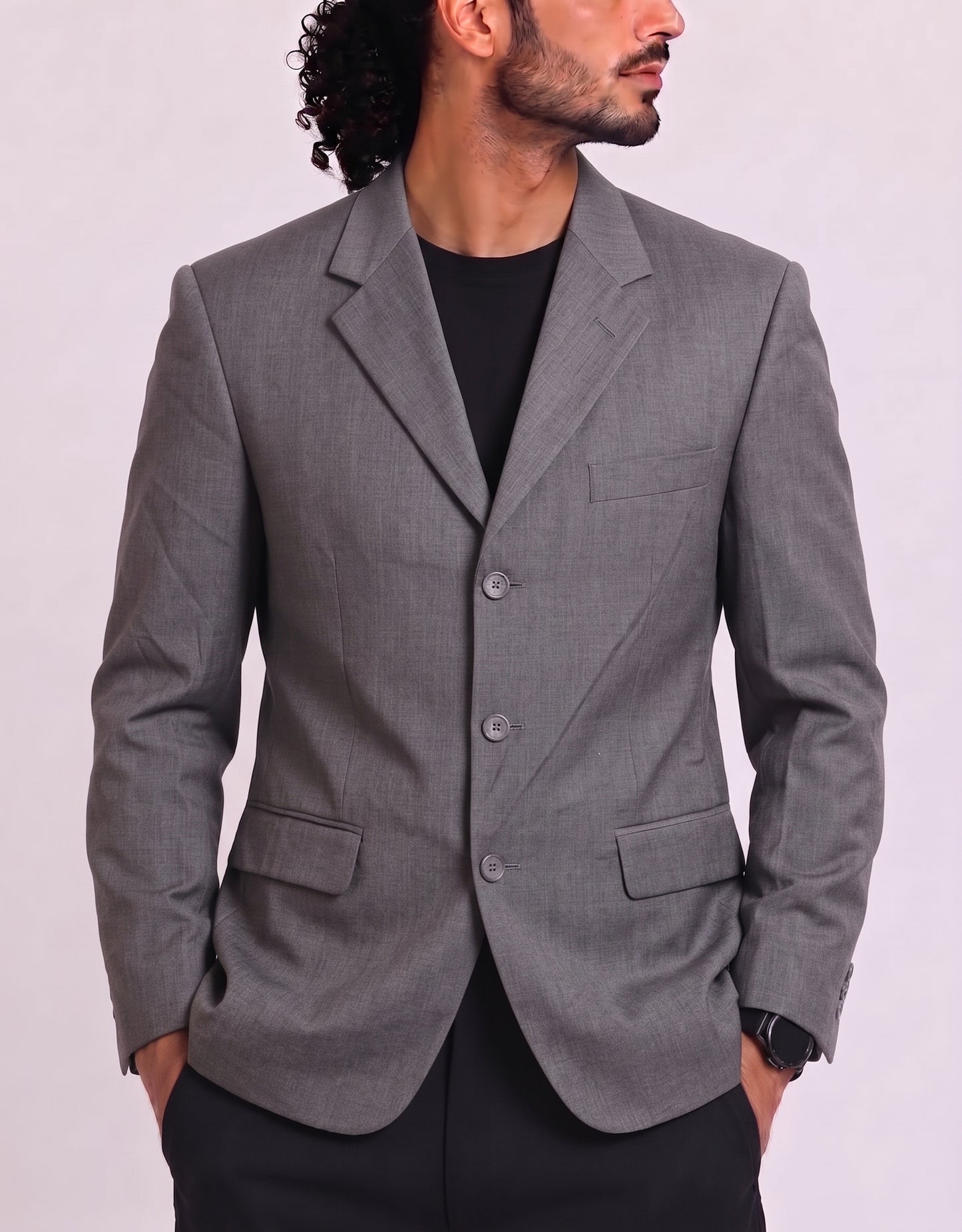 Stafford Men Cotton Gray Coat M