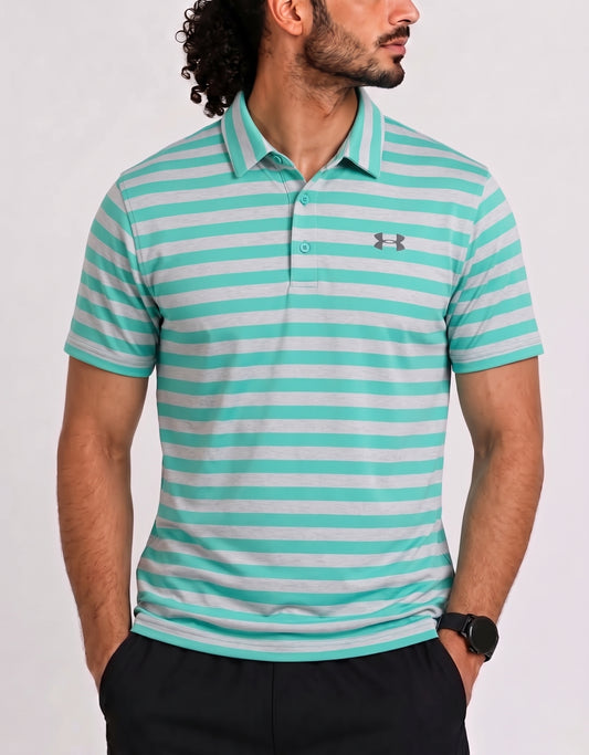 Under Armour Men Blue Cotton Polo T Shirt XL