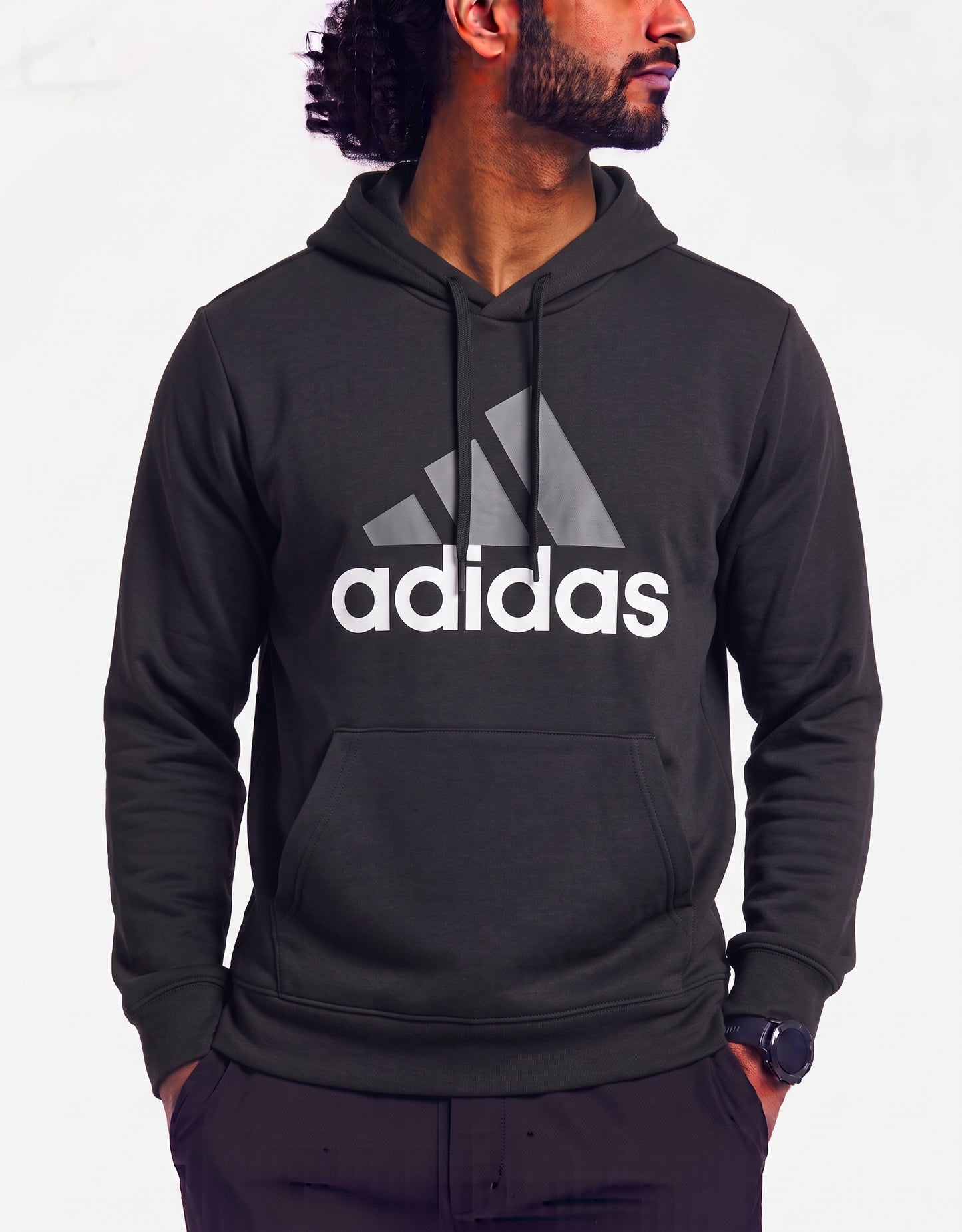 Adidas Men Cotton Fleece Black Hoodie M