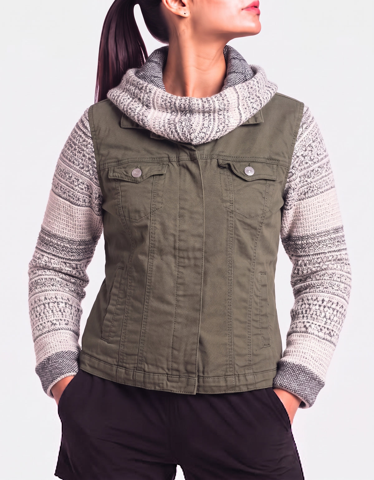 Wall Flower Women Green Cotton Jacket