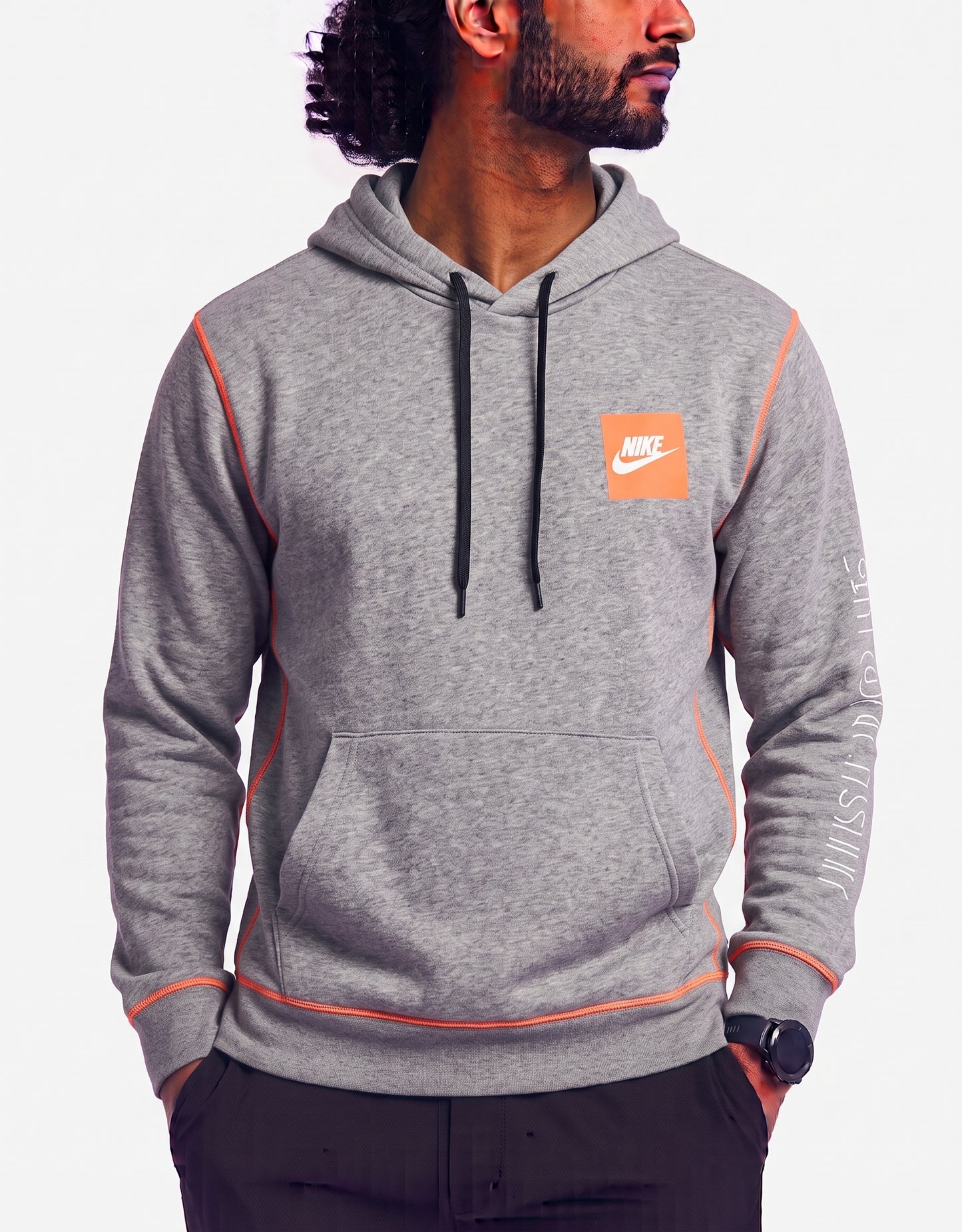 Nike Men Cotton Fleece Gray Hoodie M