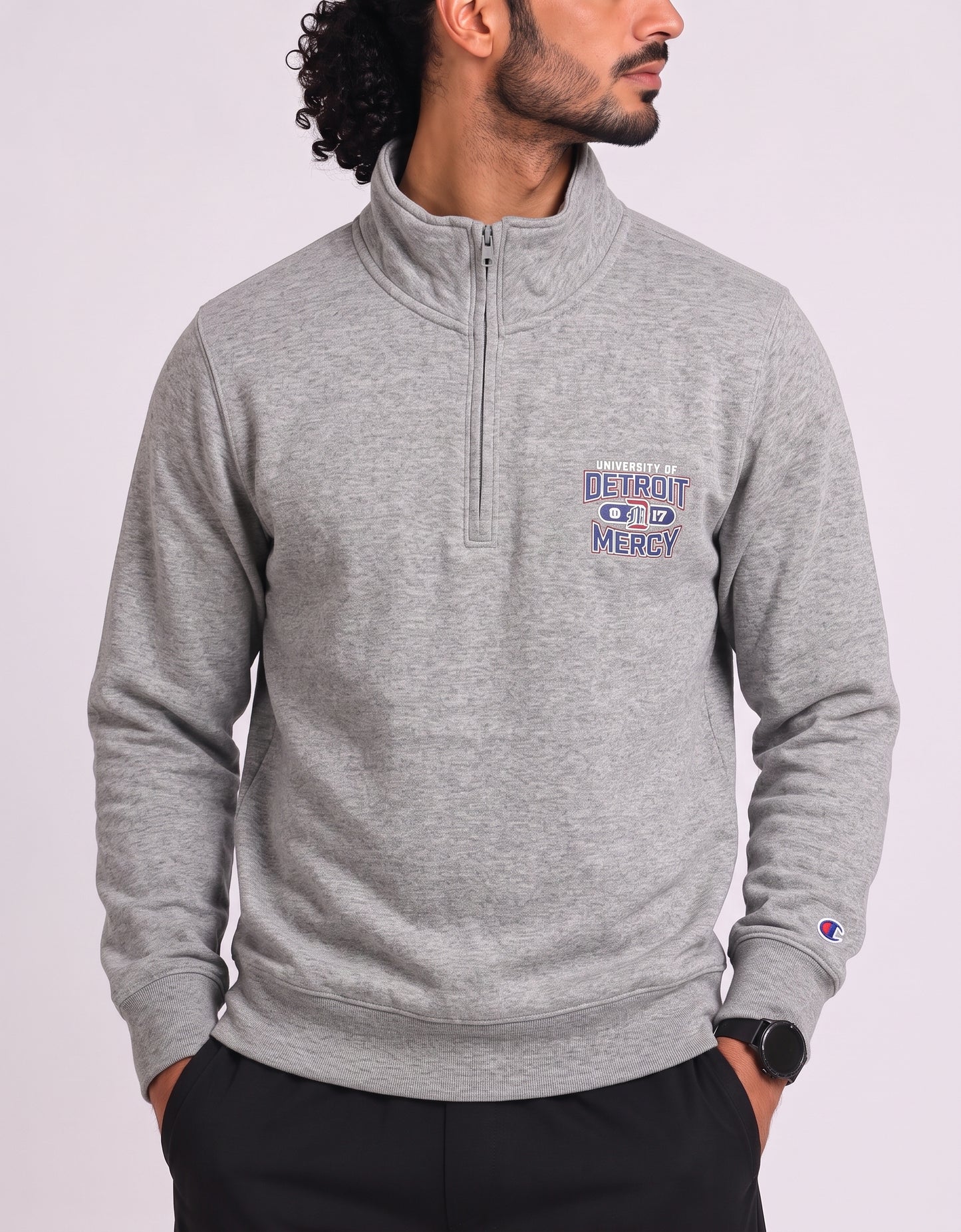 Champion Men Cotton Fleece Gray Sweatshirt XS