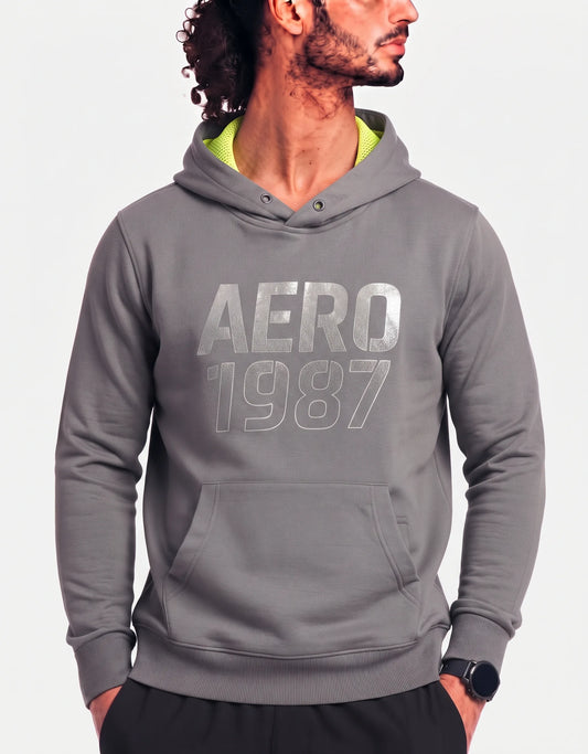 Aeropostale Men Polyester Gray Hoodie 2XL